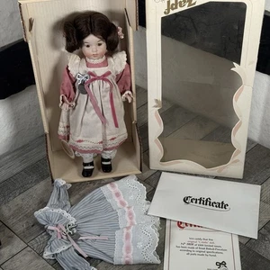 Vintage Zapf Colette Porcelain Doll Dress Outfit x2 Closing Eyes West Germany - Picture 1 of 22