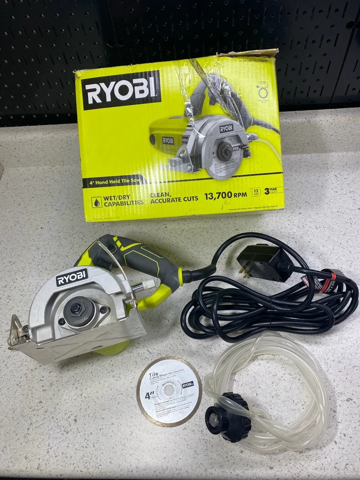 ((SOLO PIEZAS)) RYOBI Sierra para azulejos húmeda con cable hoja de 12 amp Sierra para azulejos de 4 pulgadas TC401 Foto 1 de 4