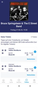 2x e-Tickets Bruce Springsteen Gelsenkirchen 27.06.25, Beste Sitzplatzkategorie - Bild 1 von 2
