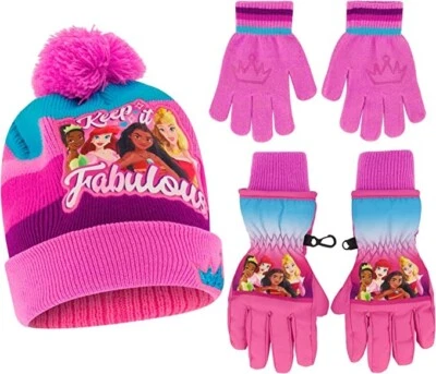 Sombrero de Invierno Princesa Disney con Guantes de Esquí Tejidos y Aislados, Niñas Edades 4-7 Foto 1 de 4