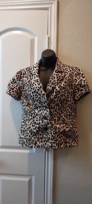 Blusa Sharagano Studio Mujer Estampado Leopardo Manga Corta Talla M Foto 1 de 4