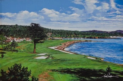 Pebble Beach Hole # 18 Edición Limitada Giclée sobre Lienzo # 20/350 Foto 1 de 4