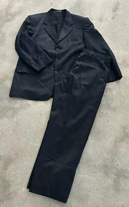 Versace Collection Suit Jacket Pants Men's Sz 52 Charcoal Pinstripe VGUC - Picture 1 of 14