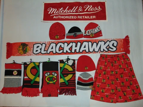 WHOLESALE LOT Chicago Blackhawks REEBOK Mitchell & Ness HOCKEY SCARF BEANIE NEW Cover