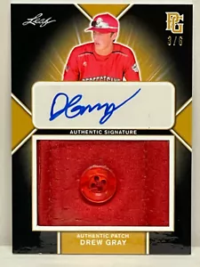 2020 Leaf Perfect Game DREW GREY RC RPA GAME WORN JERSEY TOPPA BOTTONE AUTO # 3/6 - Foto 1 di 2