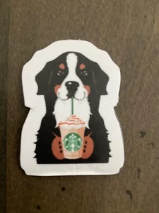 Dog Drinking Starbucks Humorous Mini Refrigerator Magnet 1.5 x 1" - Picture 1 of 3