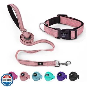 NESTROAD Reflective Dog Collar and Leash Set,Soft Neoprene Pet Collar with Qu - Picture 1 of 5