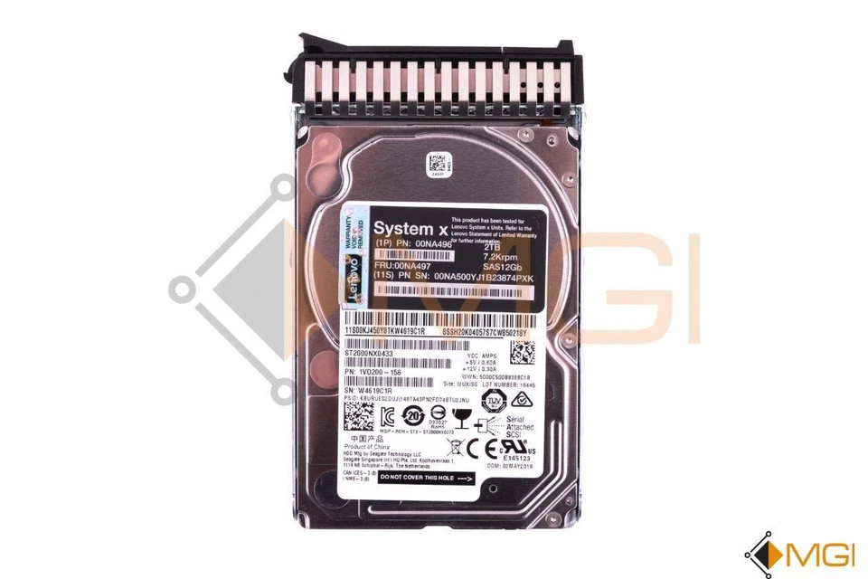 IBM LENOVO 2TB 7.2K SAS 12GB/S 2.5" HDD // 00NA497 (W/ TRAY IBM) - Image 1 of 1