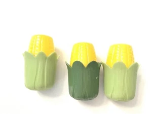 Vintage Plastic Yellow Green Corn on the Cob Salt Pepper Shakers Lot of 3 Royal - Picture 1 of 8