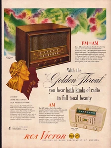 RCA Victor Radio "Golden Throat" Full Tonal Beauty FM-AM Vintage Print Ad 1942 - Picture 1 of 4