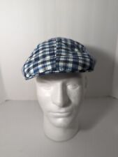 NEW- Size L/XL Cremieux Collection Hat Flat Cap Cabbie Newsboy Blue Plaid