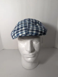 NEW- Size S/M Cremieux Collection Hat Flat Cap Cabbie Newsboy Blue Plaid - Picture 1 of 5