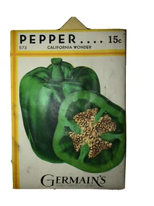 Germain’s Seed Growers Green Pepper California Wonder Seeds Pack *Sealed* 1962 - Picture 1 of 2