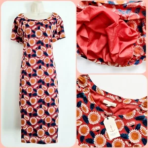 Seasalt Size 26-28 RRP £70 BNWT Rust/Orange Sunflowers Lined Shift Dress Pocket - Picture 1 of 23