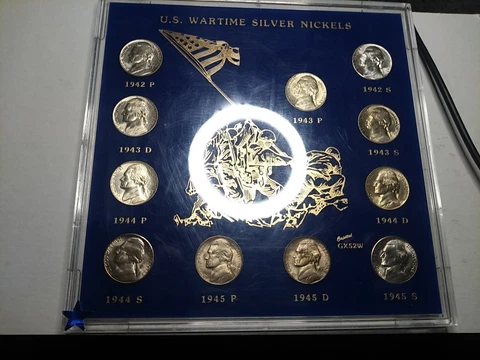 Complete Set of 1942-1945 Silver War Nickels Gem BU in Captial Plastics Holder.! Cover