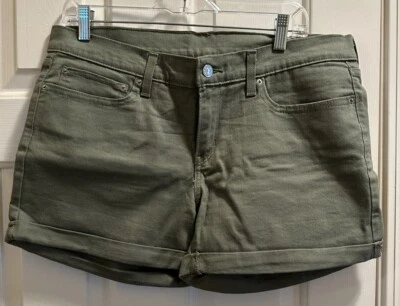 Pantalones Cortos Levis Talla 31 Tiro Medio Verde Ejército Denim Elastizados Dobladillo con Puños Foto 1 de 4