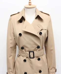 Women's BURBERRY London Harbourne Trench Coat Belted Beige US6 S made in ENGLAND - Picture 1 of 14