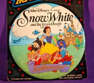 Snow White Seven Dwarfs 6" Pinback 50th anniversary on card - Picture 1 of 4