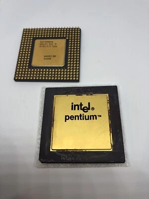 Intel Pentium 60Mhz CPU P60 A80501-60 SX948 SX835 SX940 Rare Gold Top Processor - Image 1 of 4