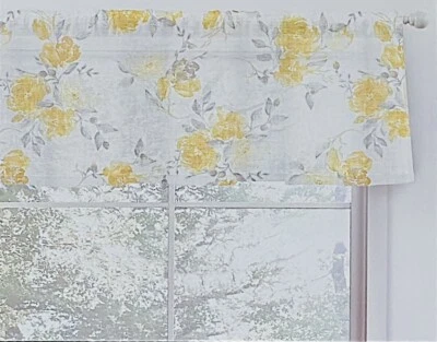 (2) Ralph Lauren Belle Isle valances de janela transparente fazenda floral amarelo cinza - Imagem 1 de 2