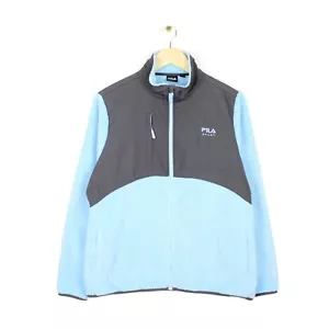 Fila Fleece Jacket Panelled Retro Blue Full Zip Hiking Outdoor Womens Size XL - Picture 1 of 6