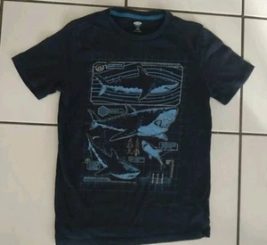 Old Navy Boys Size Large Size 10/ 12 Navy Blue Shark T-shirt - Picture 1 of 3