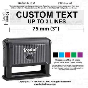 Custom Text up to 3 Lines Trodat 4918 Rubber Self Inking Stamp 5/8" x 3" - Picture 1 of 3