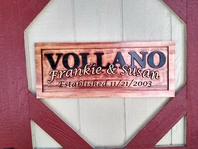 Family Last Name Sign Custom Carved Wood Plaque Couple Wedding Gift SL103 - Image 1 of 4