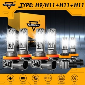 AUXBEAM H9 H11+H11+H11 LED Headlight Fog Bulbs 6500K For Toyota Tacoma 2016-2024 - Picture 1 of 12