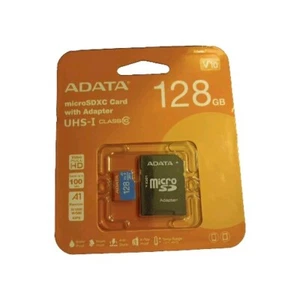 Micro SD Card +Uhs-I Adapter, 128GB, Memory Class 10 , Speeds Up To 100mb - Picture 1 of 5