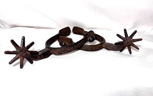 1 PAIR OF 2 WESTERN STYLE COWBOY 8 POINT BOOT SPURS RUSTIC DECOR RODEO TACK - Picture 1 of 7