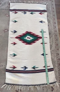 Vintage Handarbeit Weich Wolle Südwest Muster Vögel Teppich Wandbehang - Bild 1 von 7