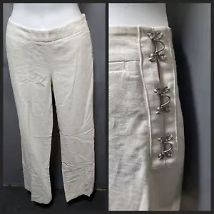 Armani Exchange Damenhose aus elfenbeinfarbenem Leinen verzierte Seite, Tasche ~ 6 M3020 - Bild 1 von 22