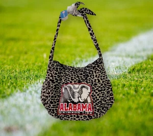 Alabama Crimson Tide Mascot Hobo Shoulder Tote Bag Elephant Gray Black Roll Tide - Picture 1 of 21