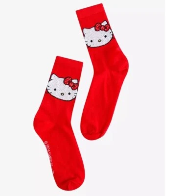Calcetines HT Hello Kitty *Bling-Bling* Estrás Clásicos Rojo Brillante Talla 5-10 Foto 1 de 4