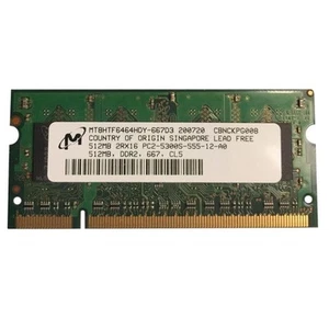 Module de mémoire RAM SODIMM DDR2 Micron 512 Mo PC2-5300S-555-12 MT8HTF6464HD... - Photo 1/1