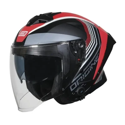 Casco Jet Origine Aprica BT INTERFONO BLUETOOTH  Shade Rosso Nero Opaco - Immagine 1 di 4