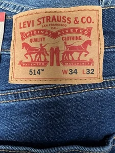 Pantalones de mezclilla elásticos Levis 514 corte recto lavado oscuro nuevos con etiquetas para hombre talla 34x32 - Imagen 1 de 10
