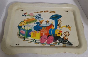 1961 Tin Metal Walt Disney Casey Jr.  Donald Duck Train Serving Tray - Picture 1 of 8