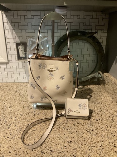Borsa a secchiello Coach piccola città con stampa floreale tarassaco e portafoglio 2310