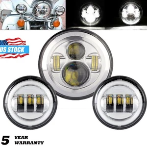 For Harley Davidson Touring Road King 7" LED Headlight + 2X 4.5" Fog Lights Lamp - Picture 1 of 12