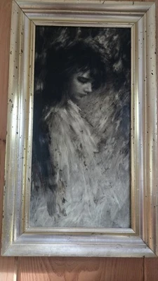 Alfred Sussi Vintage Abstract Oil Painting of Young Girl.  Framed and Signed - Image 1 of 4