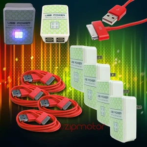 4X 4 USB PORT WALL ADAPTER+10FT CABLE POWER CHARGER DATA RED FOR GALAXY TAB NOTE - Zdjęcie 1 z 1