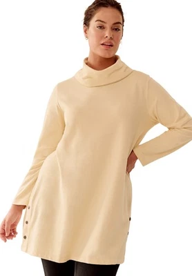 Sudadera túnica de felpa francesa cuello capucha a presión lateral talla grande ellos Foto 1 de 3