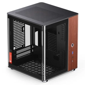 Jonsbo TK-0 PC Gehäuse, Mini-Tower, Mini-ITX, Tempered Glass, Holz - schwarz - Bild 1 von 8