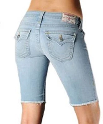 NEW $189 True Religion Jeans Womens 24 x 11 Natalie Knee Shorts Lowrise  Denims - Image 1 of 4