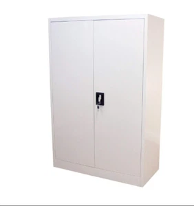 Metal Storage Cabinet Office Filing Cabinet 2 Door Lockable Garage Tools 3-Shelf - Picture 1 of 6