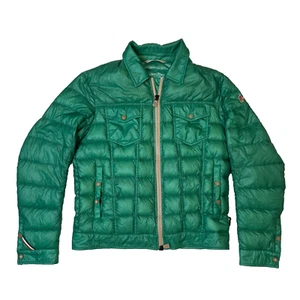 Moncler Men's Down Jacket Green Size 5 EU 50 XL Feather Puffer Lightweight - Picture 1 of 19