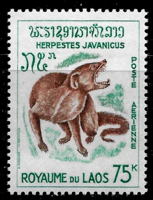 1965 Laos Mi#168 Small Asian Mongoose (Herpestes javanicus) Rodents🔥MLH OG - Image 1 of 2