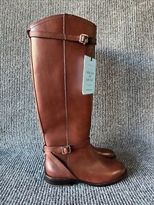 NEW Anotonio Melani Leather Boots Womens 6.5 Brown Tan Riding Tall Knee High
